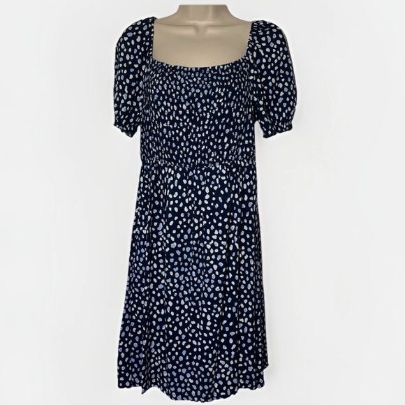 Roxy Dresses & Skirts - New ROXY Hello Petal Blue Indigo Smocked Mini Dress Sz M Ditsy Dot Peasant NWOT